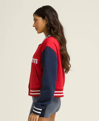 Hudson Cropped Varsity Bomber